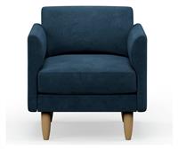 Hutch Velvet Curve Arm Armchair - Ink Blue