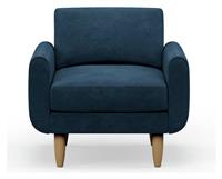 Hutch Velvet Round Arm Armchair - Ink Blue