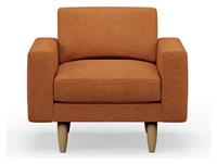 Hutch Fabric Block Arm Armchair - Rust