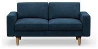 Hutch Velvet Block Arm 2 Seater Sofa - Ink Blue