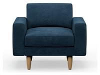 Hutch Velvet Block Arm Armchair - Ink Blue