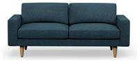 Hutch Fabric Block Arm 3 Seater Sofa - Aegean Blue