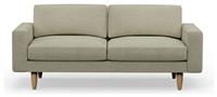 Hutch Fabric Block Arm 3 Seater Sofa - Oat