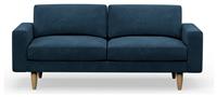 Hutch Velvet Block Arm 3 Seater Sofa - Ink Blue