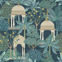 Esselle Home Exotic Pavilion Navy Wallpaper