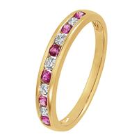 Revere 9ct Gold 0.15ct Diamond and Ruby Eternity Ring - P