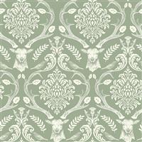 Arthouse Stag Damask Sage Green Wallpaper
