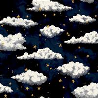 Arthouse Stars and Clouds Navy Wallpaper