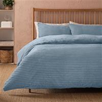 Argos Home Ribbed Fleece Blue Bedding Set - Single