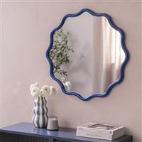 Habitat Blue Wavy Round Wall Mirror - 72x72cm
