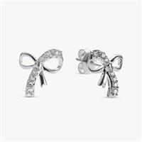 Revere Sterling Silver Diamond Studded Bow Stud Earrings