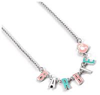 Barbie Pastel Enamel Letters Silver Coloured Chain Necklace