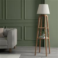 Argos Home Mango Wood Shelved Floor Lamp - Natural