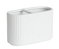 Argos Home Ribbed Ceramic Toothbrush Caddy - White