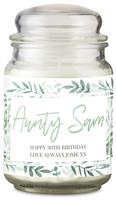 Personalised Message Botanical Large Jar Candle - Vanilla