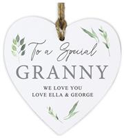 Personalised Message Botanical Wooden Heart Decoration