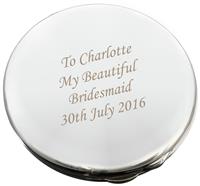 Personalised Message Silver Round Compact Mirror