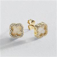 Revere 9ct Yellow Gold MOP Clover Stud Earrings