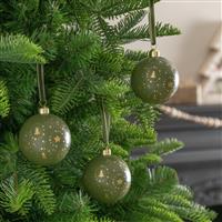 Home Pack of 3 Bagasse Christmas Baubles - Green And Gold