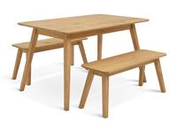 Habitat Parry Solid Wood Dining Table & 2 Natural Benches