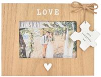 Love Story Jigsaw Piece Wooden Frame - Brown - 17x23cm