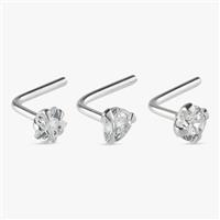 Revere Sterling Silver Cubic Zirconia Nose Stud - Set of 3