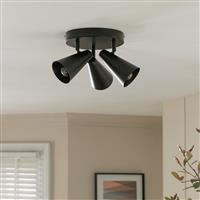 Habitat Steel 3 Lights Spotlight Plate - Matte Black