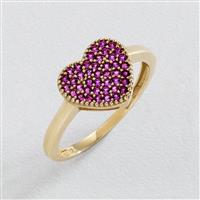 Revere 9ct Yellow Gold Stylish Pink Heart Ring - M