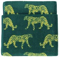 Furn Turkish Cotton Leopard Patterned Hand Towel -Teal Green