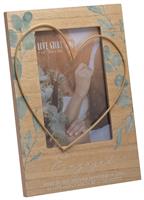 Love Story Engaged Frame With Wire Heart - Brown - 25x16cm