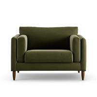 Habitat Newington Velvet Cuddle Chair - Moss Green- Dark Leg