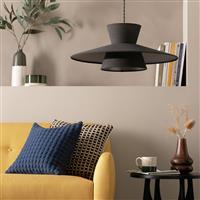 Habitat Otto Black Raffia Easy Fit 2 Tier Lampshade - 50cm