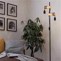 EGLO Townshend Statement Floor Lamp - Black & Oak