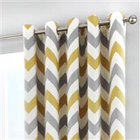 Fusion Chevron Fully Lined Eyelet Curtains - Ochre