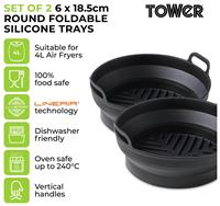 Tower Set of 2 Silicone Air Fryer Rectangular Foldable Trays