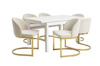 Argos Home Lyssa Extending Dining Table & 6 White Chairs