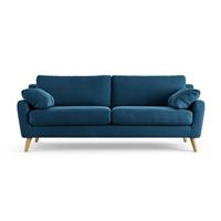 Habitat Ivor Velvet 4 Seater Sofa - Ink Blue - Ash Leg