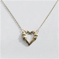 Revere 9ct Yellow Gold Heart Wing Necklace