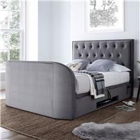 Smart TV Bed Lyon Double Velvet Ottoman TV Bed Frame - Grey