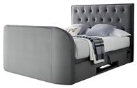 Smart TV Bed Lyon Superking Velvet TV Ottoman Bed - Grey