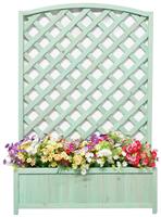 Large Wooden Lattice Planter - Green