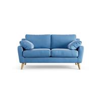 Habitat Ivor Velvet 2 Seater Sofa - Sky Blue - Ash Leg