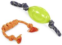 Glow In The Dark HI VIS Rope And Rugby Ball Dog Toy Bundle