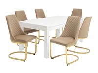 Argos Home Lyssa XL Extending Dining Table & 6 Beige Chairs