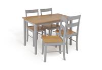 Habitat Chicago Solid Wood Dining Table & 4 Grey Chairs