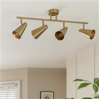 Habitat Steel 4 Lights Spotlight Bar - Brass