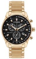 Citizen Men's Black Dial Chronograph Gold Bracelet Watch