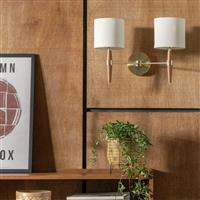 Habitat Century Wood 2 Light Wall Light - Walnut