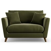 Habitat Lomond Velvet Cuddle Chair - Moss Green - Dark Leg