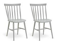 Habitat Talia Pair of Solid Wood Dining Chairs - Grey